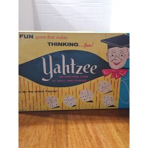 Vintage 1956 ORIGINAL YAHTZEE Dice Family Board Game E.S. Lowe Co #950